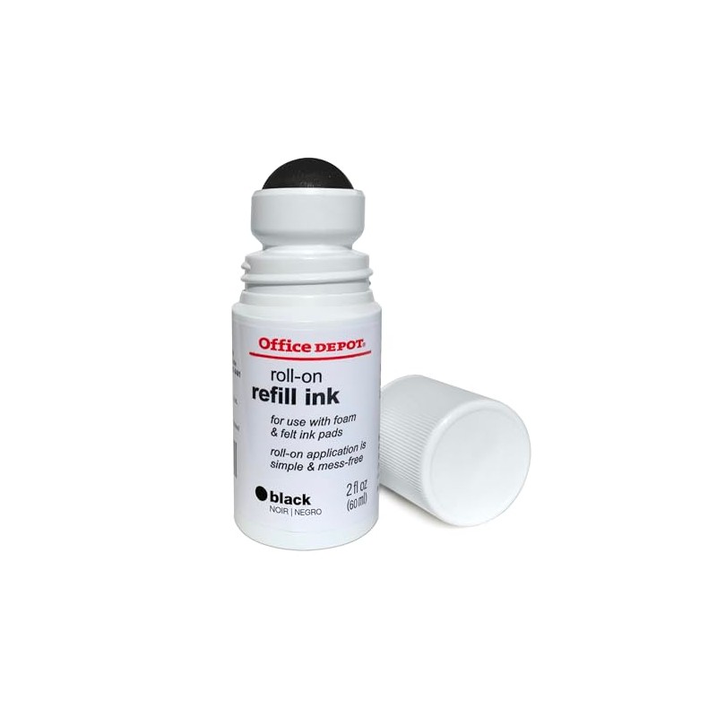Office Depot Roll On Ink, 2 Oz., Black, 032528