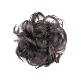 Bombshell Hair Scrunchy Scrunchie Bun Up Do Hair Piece Hair Ribbon Ponytail Extensions Wavy Messy Bun (M03 DARKEST BROWN)