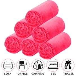 SmoothNovelty 6 Pcs Valentines Day Fleece Sleepover Blankets for Girls Soft Fuzzy Throw Blanket Bulk Warm Flannel Spa Blanket for Slumber Movie Night Wedding(Rose Red,40 x 60 Inch)