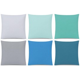 6-Pack Ocean Coastal Throw Pillow Covers 18x18 - Soft Gradient Blue & Grey Decor for Home Refresh, Serene Modern Cushion Cases for Sofa Couch Bedroom, Faux Flannel (Covers Only)