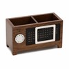 Wooden Desk Organizer with Calendar for Pens & Remotes -