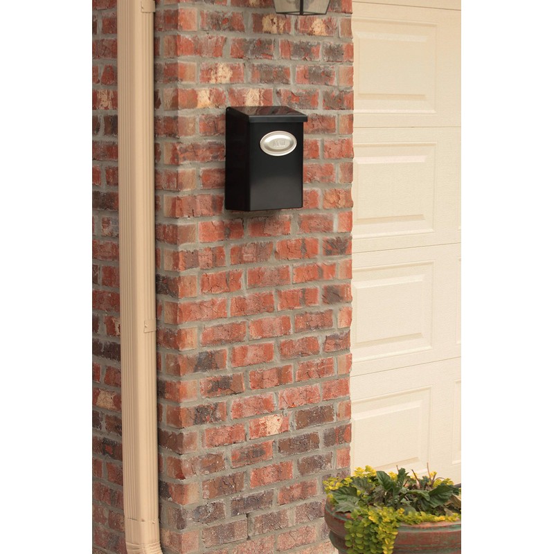 Gibraltar Mailboxes Designer Locking Medium Capacity Galvanized Steel Black, Wall-Mount