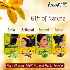 Hesh Herbal Amla Powder 100G, Brahmi Powder 100G, Shikakai Powder 100G, Aritha Powder 100G - 1 Complete Hair Care Combo Pack 4