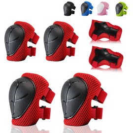 BURSUN Knee Pads for Kids Toddler Knee Pads and Elbow Pads set Kids Protective Gear Set with Wrist Guards 3 in 1 Kids Knee Elbow Pads for Cycling Skating Bike Rollerblading Scooter, 3-14 Years