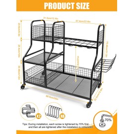 Kalolary Garden Tool Organizer for Garage, Multi-Function Yard Tool Organizer, Storage Holder Cart, Garden Tool Stand for Garden Shed Garage Yard Basement Lawn