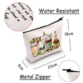 JXGZSO Horror Skull Makeup Bag Skull Lover Gift Skeleton Milk Tea Print Makeup Bag Gothic Themed Gift Creepy Skull Pouch