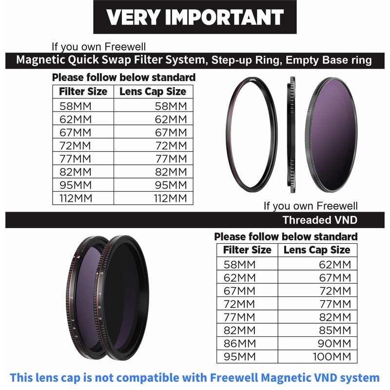 Freewell 112mm Magnetic Lens Cap (Please read our chart before