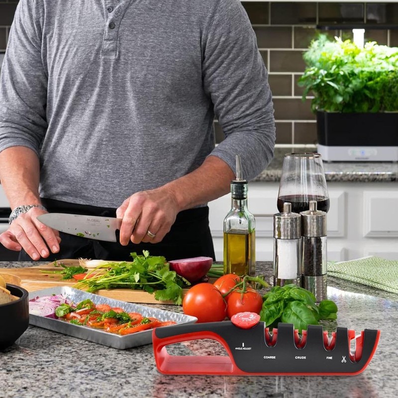 DPEDUAI 4-in-1 Manual Knife Sharpener – Best Kitchen Knife Sharpener