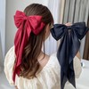 Light Blue Satin Hair Bow Barrette, Large French Metal Bowknot