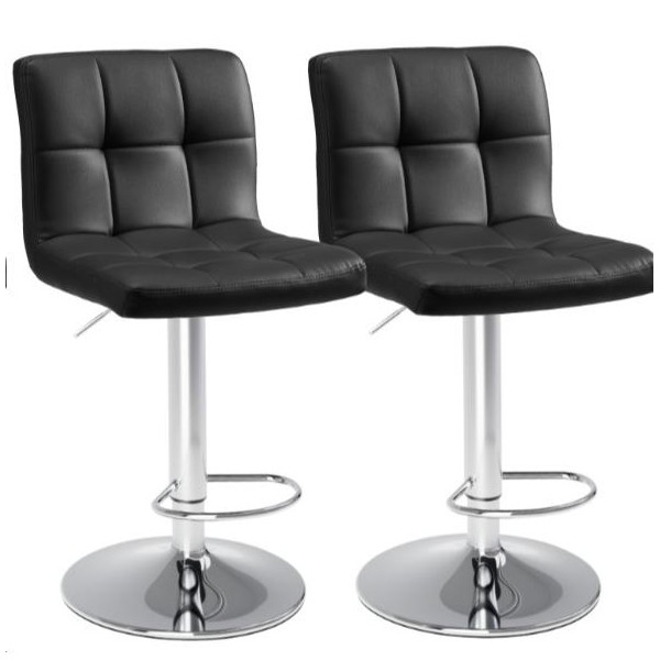 [DEAL] Set of 2 PU Leather Adjustable Swivel Barstools with