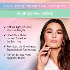 Ardell Press On Lashes Wispies Natural – Pre Glued Lash Clusters for All-Day Wear, 12 ct