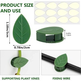 MEISO 20 Clips De Fijación De Pared para Plantas Trepadorasn Clip Autoadhesivo para Fijación De Pared De Plantas, Soporte Invisible para Enredaderas En Forma De Hoja (Green)