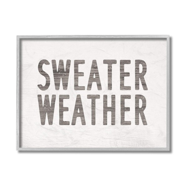 Stupell Industries Minimal Bold Sweater Weather Text White, Design by