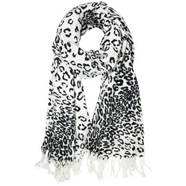 Boutique4Divas Leopard Print Classic Pashmina Scarf Wrap Animal Print Shawl (White), One Size, PS-23