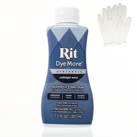 Rit DyeMore 7 Oz. Synthetic Liquid Fiber Dye with Plastic Gloves for Clothing, Décor, and Crafts – Midnight Navy (1 Pack)