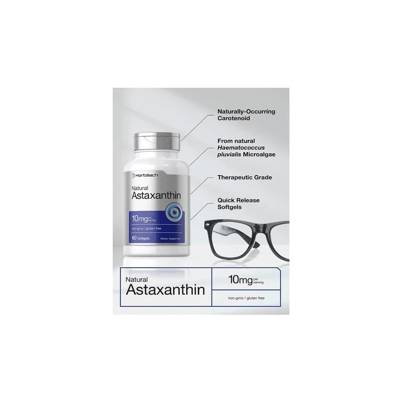 Astaxantina 10 Mg Antioxidante (60 Cápsulas) Americano Sabor Sin sabor