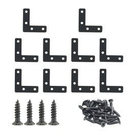 Hordion 10Pcs 2 x 2 Inch L Bracket Corner Brace (50 X 50mm), Iron Flat Corner Bracket Heavy Duty, Metal L Shaped Bracket Support Brace, Right Angle Bracket Repair Plates with Screws