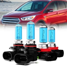 LECCIBUB Headlight Bulbs Compatible With Ford Escape 2019 w o projector, 9005 + H11 High Low Beam Halogen Light Bulb, Super Bright 6000K White, Pack of 4