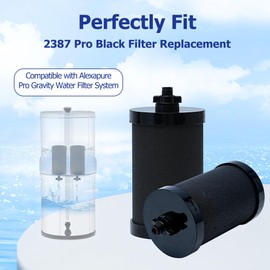 Larayci 2387 Pro Water Filters Replacement for Alexapure 2387 Pro Filter Replacement, Compatible with Alexapure Water Filtration System, 5,000 Gallon Throughput Capacity - Filter 2 Pack Black