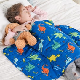 Kivik Weighted Lap Blanket 2 lbs, 20" x 30" Blue Dinosaur Small Weighted Blankets, All-Season Breathable Cute Mini Weighted Lap Pad, Soft Heavy Throw Blanket for Travel, Calming & Sleep, Washable