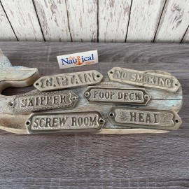 Nautical Place "No Smoking" Door Sign - Silver Finish - Nautical Wall Decor - Boat Cabin