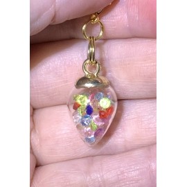 Gold Glass Teardrop Globe Ball Charm Zipper Pull & Keychain Add On Clip!!