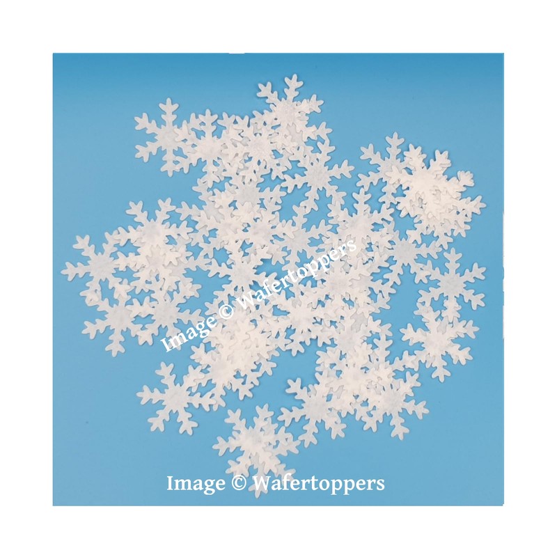 Doodylou Edible Wafer Christmas White Snowflakes, 2.5 cm, Pack of