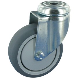 Rollentechnik Apparatus Castor without Lock Wheel Thermoplastic Rubber 125 x 30 with Ball Bearing and Back Hole Height 159 mm Load Capacity 100 kg