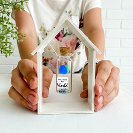 You are My World Decorative Jar for Boyfriend or Girlfriend, Romantic Anniversary and Valentine Day Present (Hanging in a Wooden Frame)