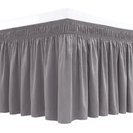 Biscaynebay Wrap Around Bed Skirts for Queen Beds 15" Drop, Silver Grey Adjustable Elastic Dust Ruffles Easy Fit Wrinkle & Fade Resistant Silky Luxurious Fabric Machine Washable
