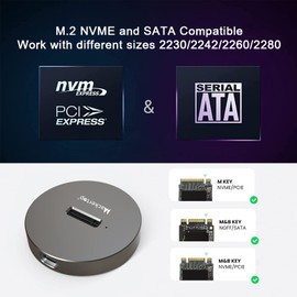 Mackertop M.2 NVMe & SATA to USB C Docking Station, M.2 SSD to USB A C Reader Adapter for 2280 2260 2242 2230 Enclosure, Fits Both M.2 (M Key, B+M Key) NVMe and SATA NGFF SSDs Aluminum Alloy