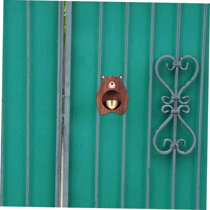 ORFOFE Brass Wood Bear Doorbell Magnetic Chime Entryway Bell Attractive