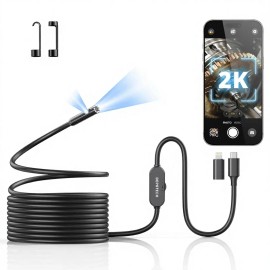 2560P Industrial Endoscope Camera with 5m Flexible Probe, LED Light, Two-Way Borescope - Promotion, Probe Diameter: 5.5mm, probe length: Black, Resolution: 1080P