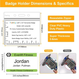 Fushing 50Pcs Ausweishülle,Kartenhülle,Wasserdichte Kartenhalter Ausweis,Transparent Kartenhalter,Badge Holder,Horizontal (100 * 85)