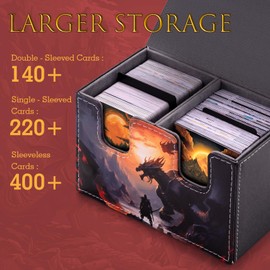 JoyHood Deck Box for YGO Cards with 2 Premium Card Separators, Trading Card Box Holds 220+ Individual Cards, Card Deck Box Compatible with TCG/OCG/MTG (Dusk Dragon Fire)