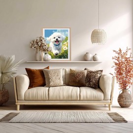 ARNLRDYA White Bichon Frise Dog Paint by Number Kits, White Daisy Grass Paint by Numbers for Adults Beginner, Cute Animals Acrylic Painting for Gift Home Decor(16×20inch, Unframe)