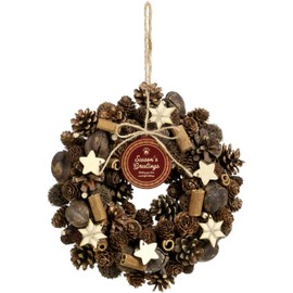 SG Wonder Zone 660-052 Wreath, Diameter 9.4 inches (24 cm), Wood, Pine Cones, Chic Christmas Wreath, Gift Box, Gift, Decoration, Entryway, Flower Wreath, Interior, Events, Store Decoration, Gorgeous