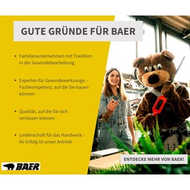 BaerCoil Baer Machine Tap M8 Tap HSSE VAP - Form B Tap - Size M 8 x 1.25 - DIN 371 - Thread Drill Vaporised - for Stainless Steels and Stainless Steels