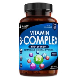 Vitamin B Complex - 365 Small Tablets (One Year Supply) High Strength All 8 B Vitamins B1-B2-B3-B5-B6-B12, Biotin, Folic Acid and Vitamin C - Reduction of Tiredness, Energy & Immune Support - UK Made