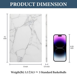 Koville Green Marble Cutting Board for Kitchen Countertop, 12" x 8" Real Marble Pastry Board Stone Slab Stone Cheese Boards for Home Decor, Bathroom Perfume Tray Candle Plate(Bianco Palomino)