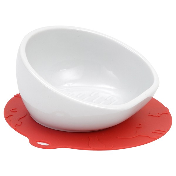 HARIO Cat Food Bowl For Short Haired Cats (Red)