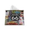 Emartbuy PU Leather Printed Portable Folding Tissue Box Cover Rectangle