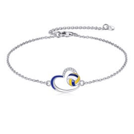 Grmdit Volleyball Bracelet 925 Sterling Silver Volleyball Link Bracelet for Women Ball Jewelry Gifts for Volley-ball Coach Lover Player (Volleyball)