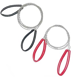 Visxcnu 75 cm Stainless Steel Wire Saw, Pack of 2 Stainless Steel Wire Saw, Hand Chainsaw, Wire Saw, Portable Stainless Steel Chainsaw for Gardening, Outdoor, Camping, Tree, Wood Cutting (Red Black)