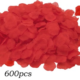 600PCS Red Rose Petals for Bedroom, Artificial Rose Flowers Petals, Fake Rose Petals for Romantic Scenes Marry Me Decorations, Wedding Anniversary, Birthday and Other Decoration Scenes