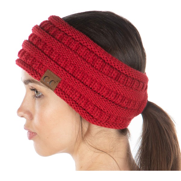 Funky Junque Headwrap Womens Ponytail Messy Bun Headband - Red