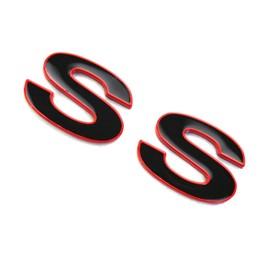 2Pc 1996-2002 Camaro SS Fender Emblem 3D Badge Nameplate Letter Sticker 12369966R Replacement for SS (Black Red)