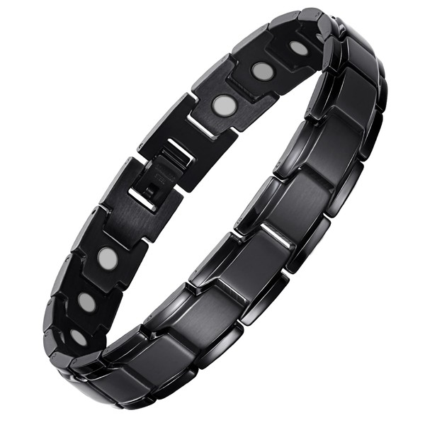 WELMAG WM Magnetic Bracelets for Men, Stainless Steel Bracelets with Strength Magnetic, Waterproof Bracelet Men for Fathers Day Gift Ideas&Birthday [Include Sizing Tool]