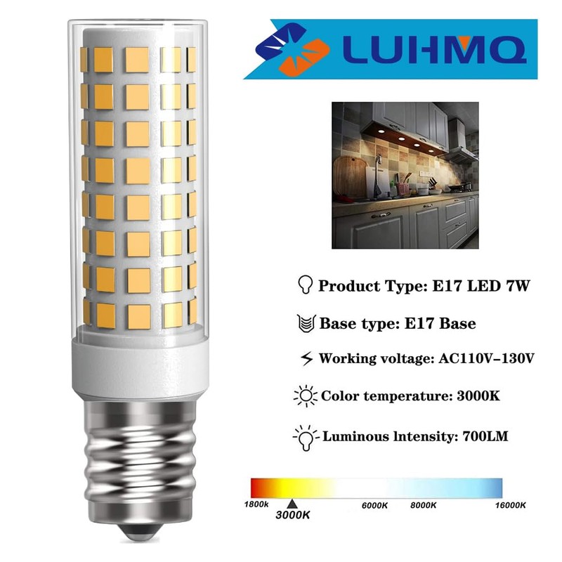 LUHMQ E17 LED Bulb 3 Pack Microwave Oven Appliance Light