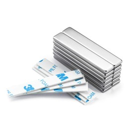 rhinocats Strong Magnets, Neodymium Magnets, Double Sided Tape, Cuboid 2.4 x 0.4 x 0.1 inches (60 x 10 x 3 mm), Set of 12